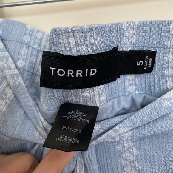 LIGHT BLUE GEO STRIPE GAUZE SELF TIE WIDE LEG PANT - Picture 5 of 5